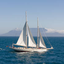 Sailing out of Table Bay with Table Mountain in the background