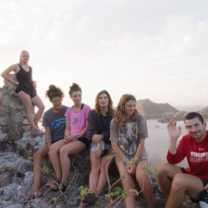 Students on a sunrise hike in Les Saints