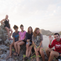 Students on a sunrise hike in Les Saints