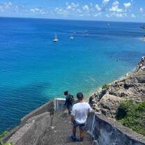 Students hiking down The Ladder on Saba