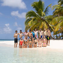Students having a beach day in San Blas