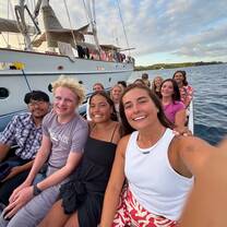 Students heading to shore in Kava