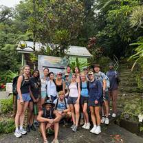 Students on a hike to a waterfall in Dominica