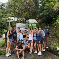Students on a hike to a waterfall in Dominica