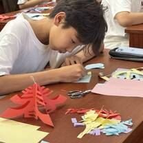 Student doing crafts