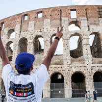 The Colosseum in Rome is an ancient amphitheater that once hosted gladiator battles and could hold over 50,000 spectators.