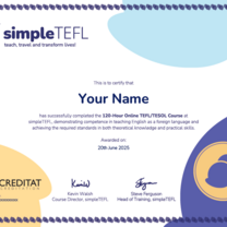 simpleTEFL sample certificate
