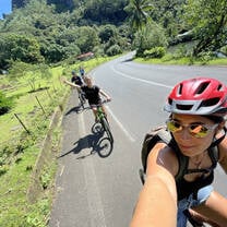 Students cycling on Mo'orea