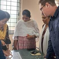 Teachers collaborating on a workshop task  