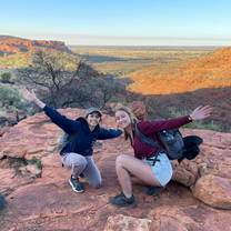 Two girls posing on the Uluru rocks