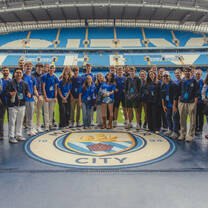 Students at the Etihad Stadium