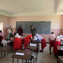 Marine conservation education session with schoolchildren in southern Tanzania