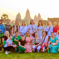 Group photo during sunset at Angkor Wat