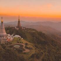 Two temples at sunset