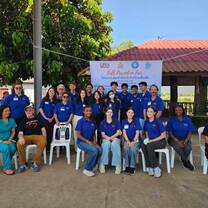 Students outside of a fall prevention clinic