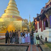 Students outside of a Thai temple