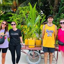 Guests setting off to plant coconut palms