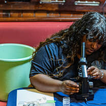 Researcher recording plankton data