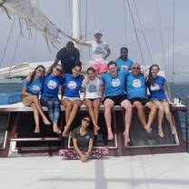Volunteers sat on roof of gullet