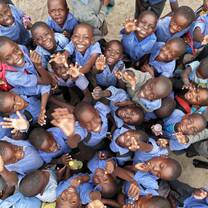 Kids from the nearby school