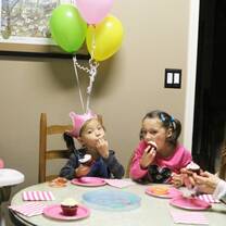 Au Pair and Host Kids Celebrating