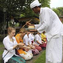Students receiving holy water in Indonesia