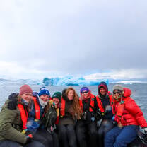 Students on a boat in Antartica
