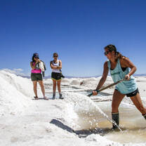 Students visiting the salt flats