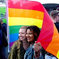 Students at Pride parade.