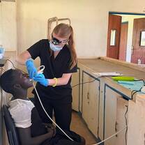 student performing a scaling procedure
