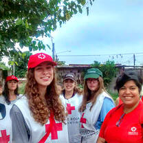 Students volunteering with Red Cross.