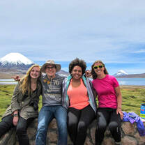 Students pose for photo during a hike in Chile.