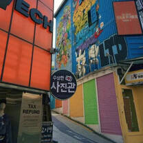 view of colorful buildings in a city
