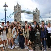 Group of teen travelers in London