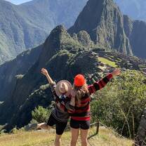 Teens in front of Machu Picchu