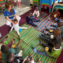 Children learning and playing together at Gily's Children Foundation in Tanzania.