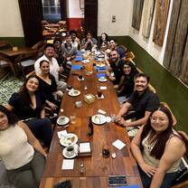 Clinic staff and participants at dinner