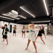 Students taking a taekwondo class in Seoul, South Korea