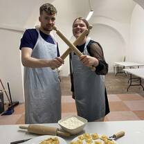 Traditional pasta-making class in Milan Italy during a TEFL experience