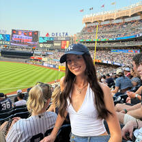 Woman at a baseball game in the USA