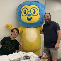 Students in Taipei with Lex the Lion