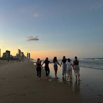 Students Strolling the Beach