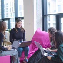 Students working with a local Prague company