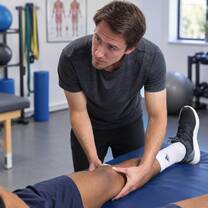 Intern at a PT placement in Cape Town assisting with foot recovery exercises
