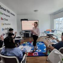 Trainee presenting a lesson at the Essential TEFL training centre