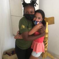A student and I at the volunteer Project!