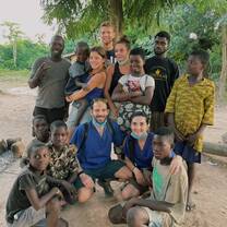 After taking care of two wounds in a village, we took a picture with those we helped. 