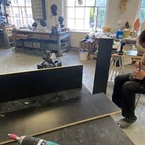 In the studio building boxes