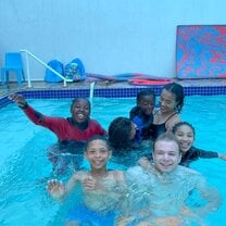 Me, Vincent and my children at the swimming lesson 
