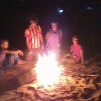 Bonfire night with our group on the beach